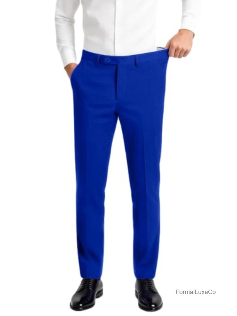 Men's Expandable Waist Dress Pants Wrinkle-Free Slim Fit Trousers